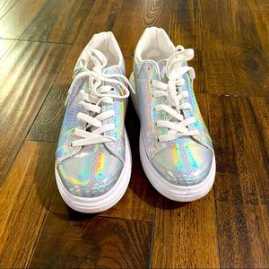 SHEIN Metallic Holographic lace up Sneakers
